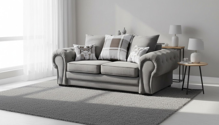 Gray Chesterfield Couch Upholstery Furniture Fabric Couches Sofas Design Textile