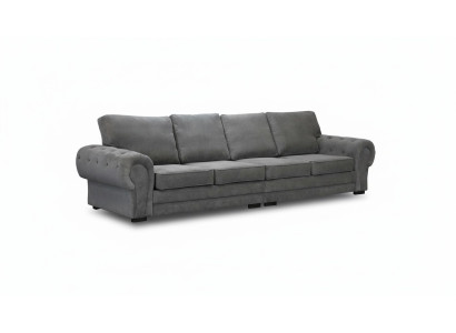 Four-seater classic sofa furniture upholstery in gray comfortable couch fabric