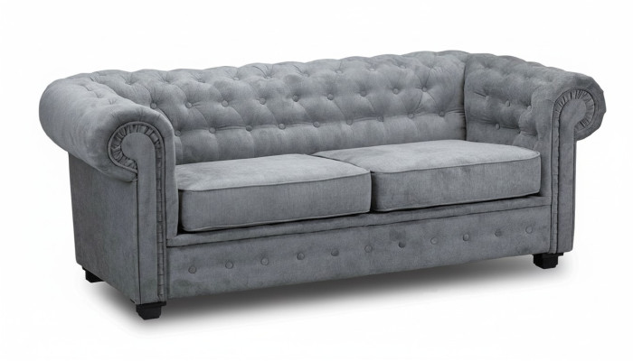 Gray Chesterfield sofa cushion furniture two-seater couches sofas fabric textile