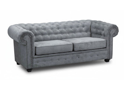 Gray Chesterfield sofa cushion furniture two-seater couches sofas fabric textile