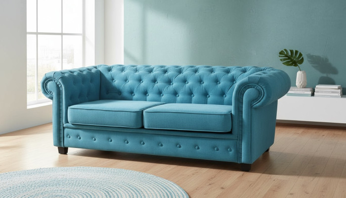Sofa 2-seater sofa design upholstery turquoise textile fabric seating comfort sofas new