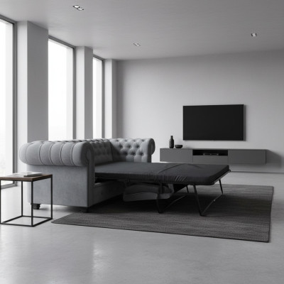 Chesterfield sofa with bed function, Bengal fold-out bed, couch sleeper sofa.