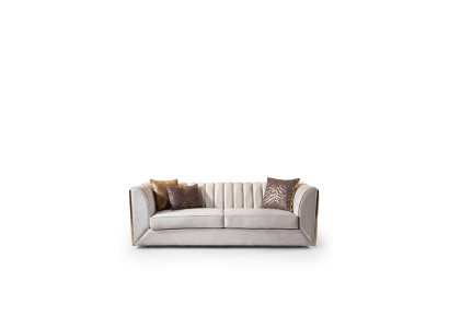White three-seater sofa in stainless steel textile furniture living room