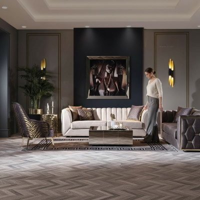 Modern three-seater stainless steel sofa living room furniture