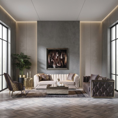 Modern three-seater stainless steel sofa living room furniture