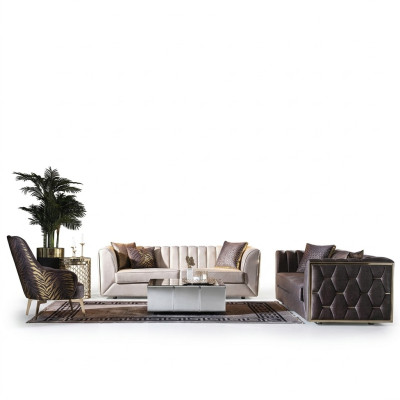 Modern three-seater stainless steel sofa living room furniture