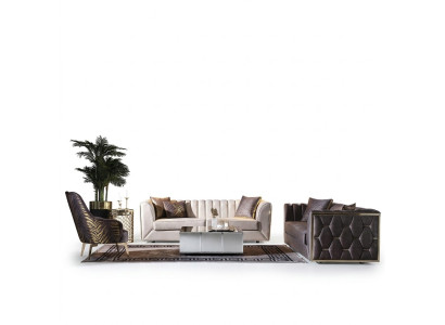 Modern three-seater stainless steel sofa living room furniture