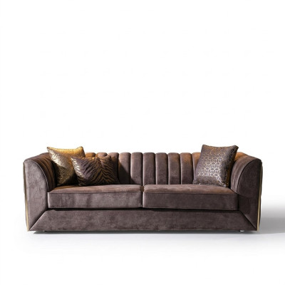 Luxurious 3-seater taupe sofa for living room furniture