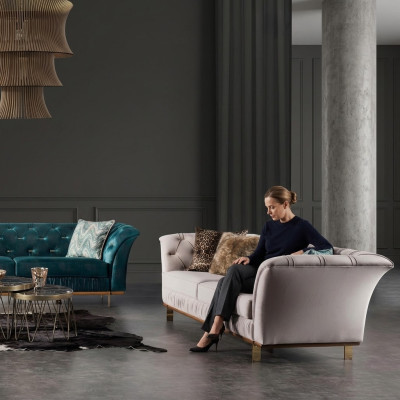 Luxurious fabric canapé for modern seating group