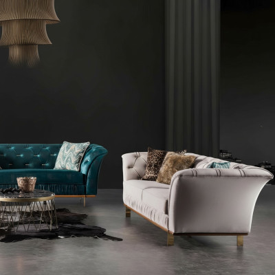 Luxurious fabric canapé for modern seating group