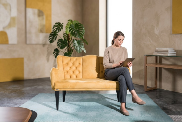 Modern luxury orange two-seater sofa