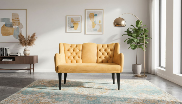 Modern luxury orange two-seater sofa