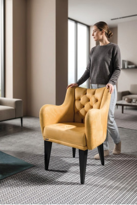 Luxury orange armchair for living room, individual armchair, television armchair, new reading armchair