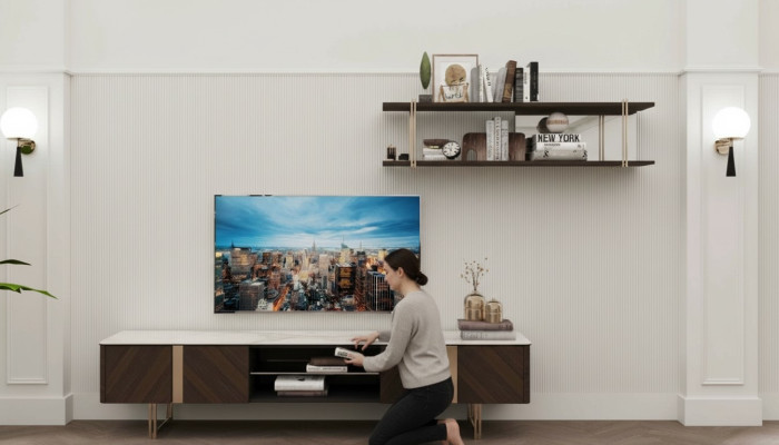 Modern living room wall unit, bookshelf, cabinet, wall units, TV stands, brown