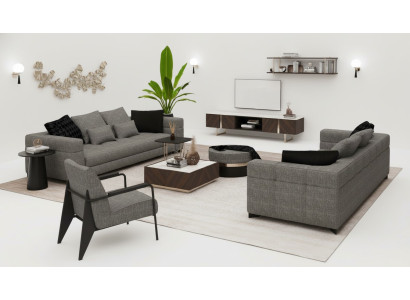 Gray sofa set three-seater, two-seater, armchair living room set new.