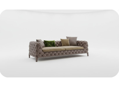 Taupe Chesterfield Three-Seater Luxury Modern Sofa Style Living Room Furniture