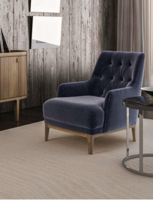 Blue Exclusive Chesterfield Armchair Living Room Single-Seater Wooden Frame
