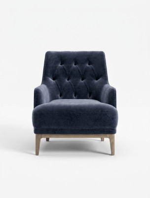 Blue Exclusive Chesterfield Armchair Living Room Single-Seater Wooden Frame