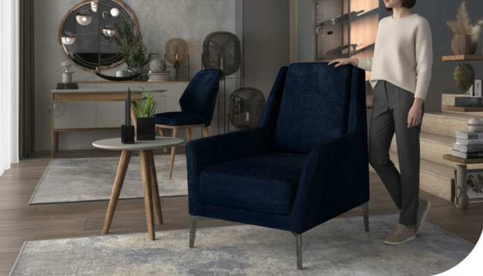 Blue Relax Armchair Modern Single-Seater Living Room Furniture Club Chair New