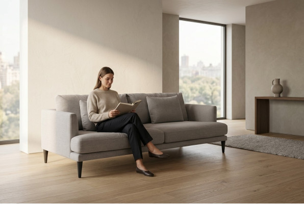Two-seater luxury gray sofa textile furniture living room sofas Couen modern