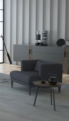 Gray single luxury designer armchair recliner wing chair modern