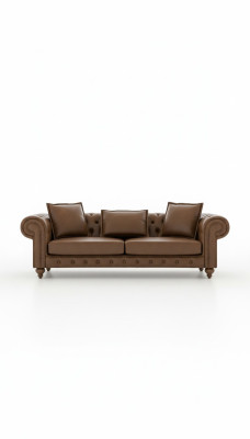 Brown three-seater living room couch luxury leather sofas style furniture new