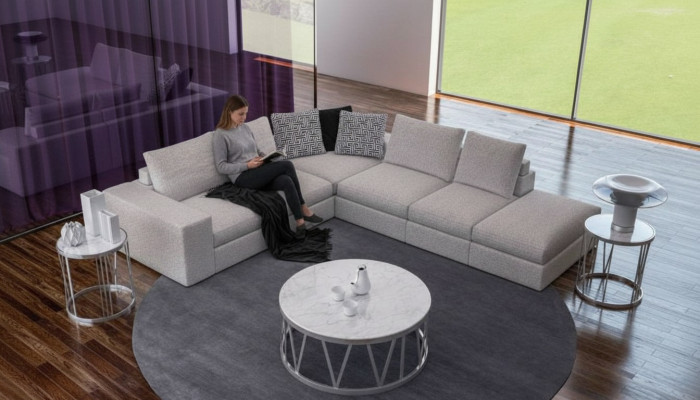 White corner sofa upholstered corner suite luxury L-shape sofas modern design