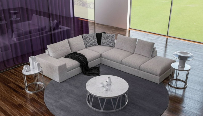 White corner sofa upholstered corner suite luxury L-shape sofas modern design
