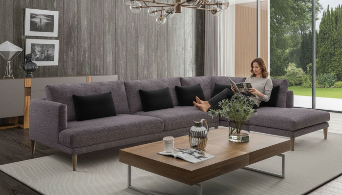 Living area sofa corner sofas L-shape textile furniture modern furnishings