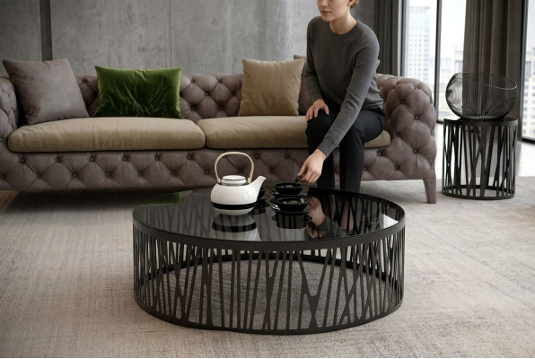 Modern designer coffee table glass table side tables set living room