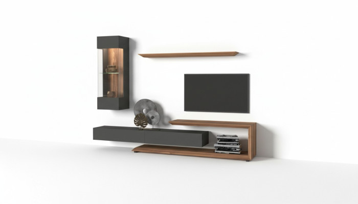 Wall Cabinet Wall Panel Side Cabinet Natural Walnut - Matt Anthracite