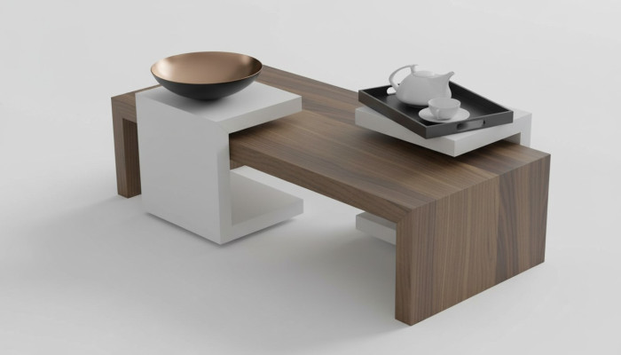 Coffee table set walnut natural living room furniture side tables modern new
