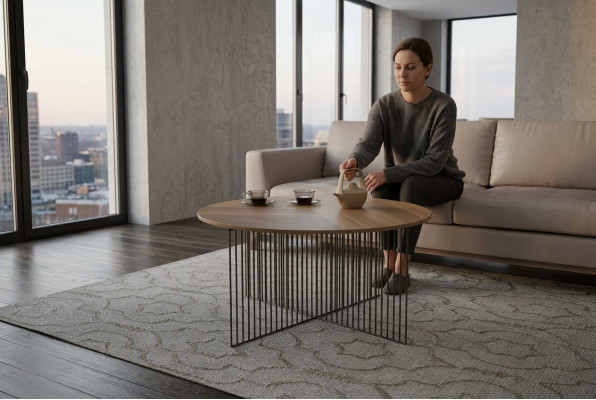 Modern living room coffee table brown solid wood furniture luxury side tables