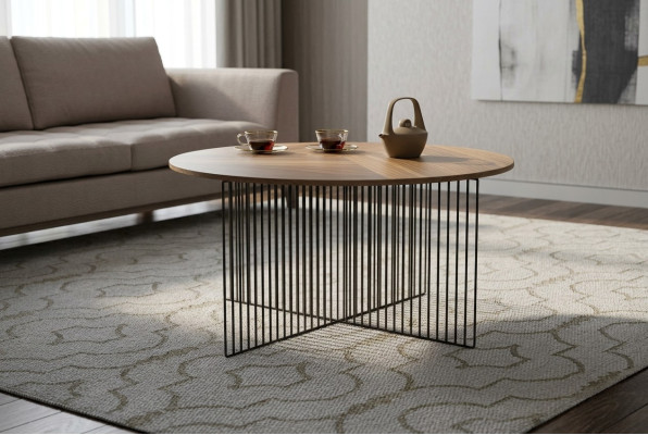 Modern living room coffee table brown solid wood furniture luxury side tables