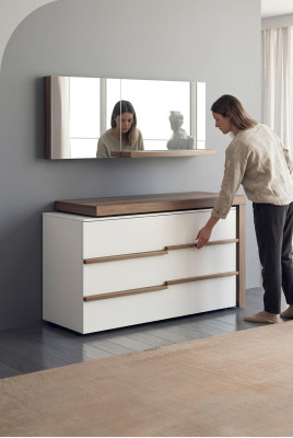 White Luxury Dresser with Mirror Modern Walnut Natural Design New