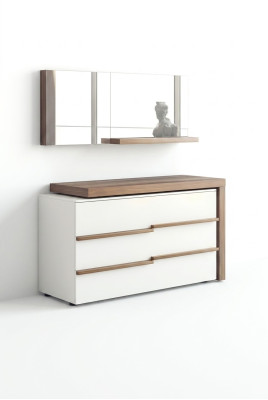 White Luxury Dresser with Mirror Modern Walnut Natural Design New