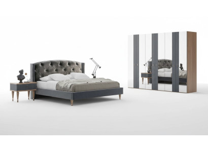 Modern Chesterfield Bedroom Set Designer Double Bed Nightstands