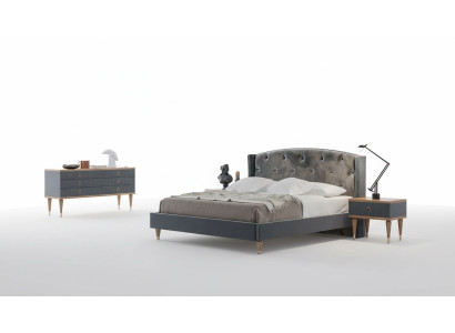 Gray Bedroom Set Luxury Set Double Bed 2x Nightstands Dresser