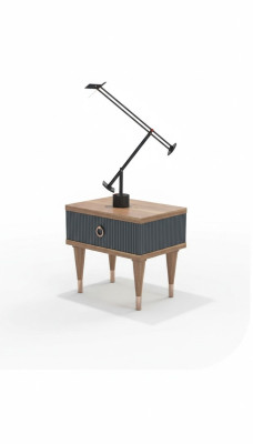 Natural Walnut - Matt Anthracite Nightstand With Drawers Console Tables