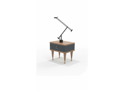Natural Walnut - Matt Anthracite Nightstand With Drawers Console Tables