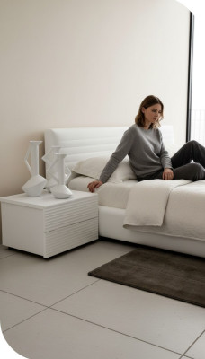 White luxury nightstand storage bedroom furniture small side table