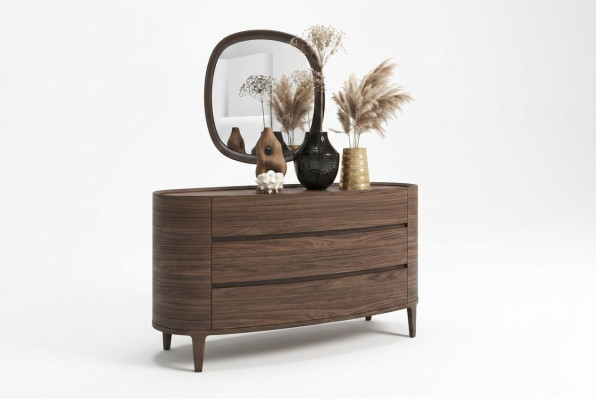 Brown designer dresser in a modern style with storage bedroom furniture