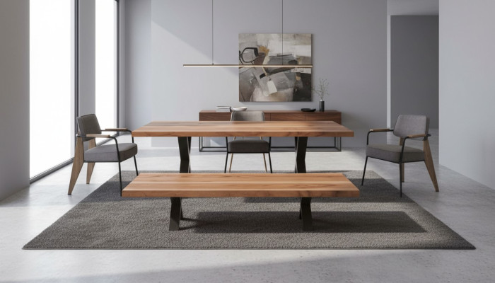 Designer dining room set table chairs dining bench modern style wooden furniture