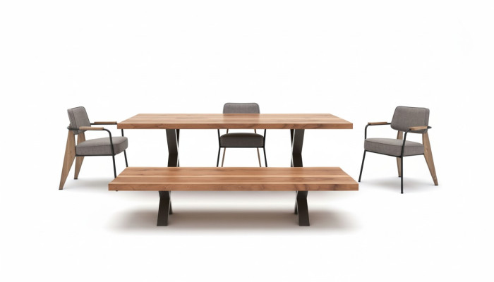 Designer dining room set table chairs dining bench modern style wooden furniture