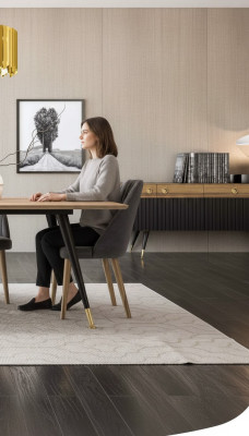 Luxury gray fabric kitchen chair with medium softness in wood