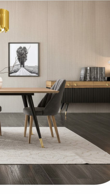 Luxury gray fabric kitchen chair with medium softness in wood