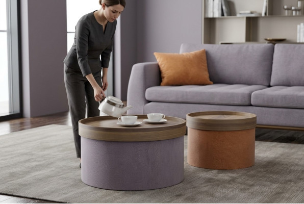 Round coffee tables, modern living room furniture, side tables, end tables.
