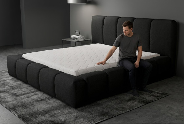 Bed Black Double Bed Bedroom Wooden Furniture Design Upholstered Furniture Fabric