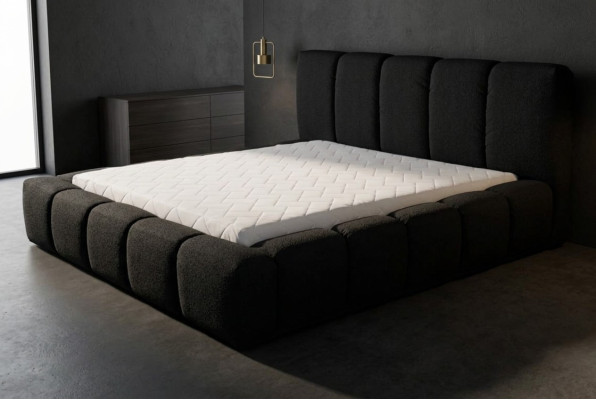 Bed Black Double Bed Bedroom Wooden Furniture Design Upholstered Furniture Fabric