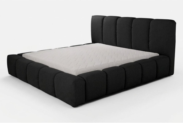 Bed Black Double Bed Bedroom Wooden Furniture Design Upholstered Furniture Fabric